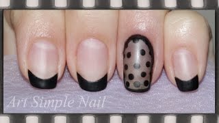 Черный френч матовый (с трафаретами) | Маникюр в горошек Вуаль | Negative Space Nails + Black french(Видео-урок: Черный матовый френч с использованием трафаретов (наклеек). Для маникюра использовались: - основ..., 2014-08-17T07:50:40.000Z)