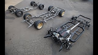 3 rolling chassis at MetalWorks Classic Auto & Speed Shop including Art Morrison & Roadster Shop