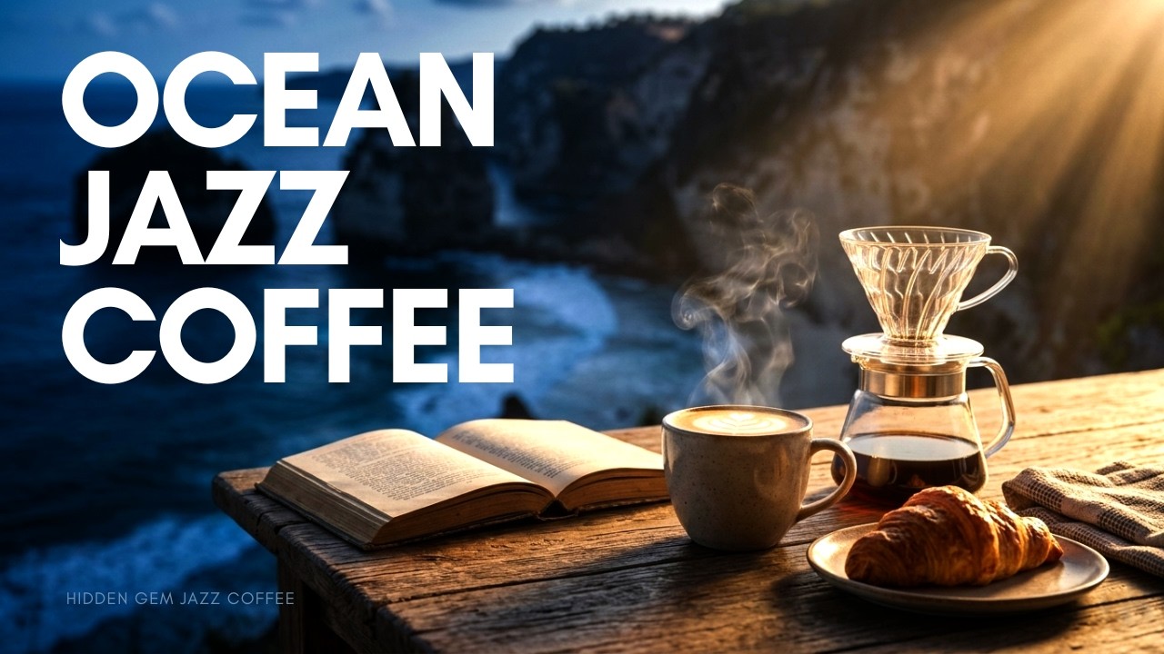 🔴 LIVE 24/7: Cozy Jazz Night Coffee Shop ☕ Rain at Cliff Ocean for Study, Work & Focus