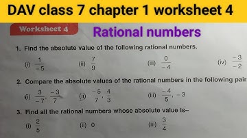 DAV Class 7 maths chapter 1 worksheet 4 ।। Class 7 math chapter 1 worksheet 4 dav public school