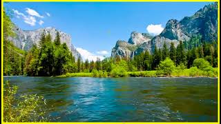 Relaxing River White Noise/ Sleep/ Study/ Meditation. 4k Merced River from Waterfall in USA Valley