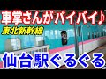 【東北新幹線】仙台駅 車掌さんが子供に手を振ってくれた! はやぶさ E5系 やまびこ E2系 200系カラー 東北 旅行  東北旅行  スマホ Date : 2023-8-12 JAPAN