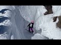 Two young ladies dropping in for the first time  corbets couloir  jackson hole mountain resort