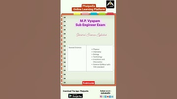 Vyapam Sub Engineer Exam | Syllabus of General Science | Phaipedia #shorts