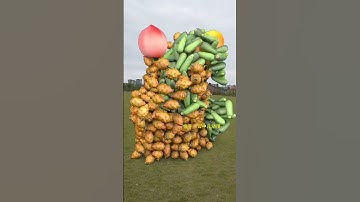 Create Different Vegetable And Fruit Characters That Collide While Walking... 3D Special Effects"