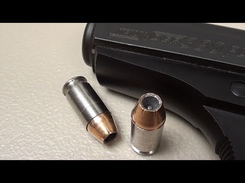 Federal .380 ACP 90 gr Hydra-Shok JHP:  SIM-TEST* w/denim