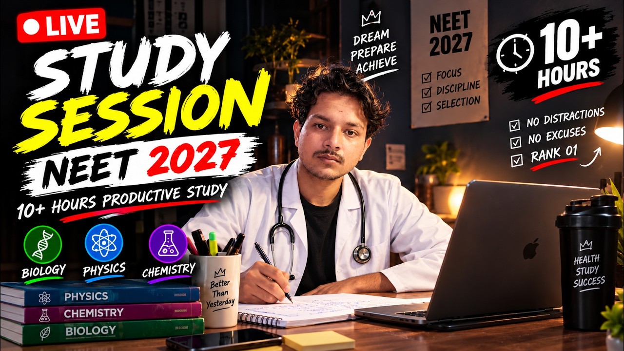 🔴 LIVE STUDY SESSION | NEET 2027 | 10+ HOURS PRODUCTIVE STUDY - YouTube