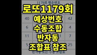 로또예상번호 1179회, 수동, 반자동 조합표 오픈!