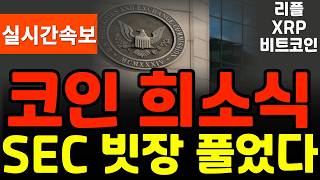 [ 리플 XRP 비트코인] 코인 희소식 !! SEC 드디어 빗장 풀었다 !!