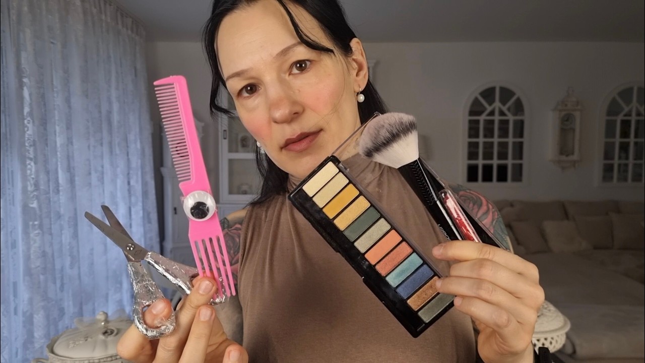 Doing your hair & makeup asmr