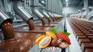 Inside a High-Speed Chocolate Factory: From Raw Cacao Beans to Silky Smooth Bars (Full Process)