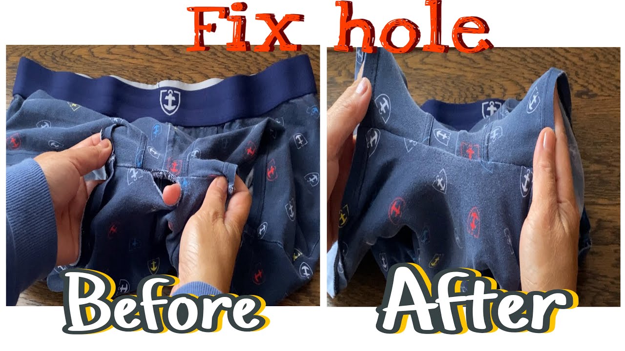 How to repair torn/hole in your underwear crotch/easy to fix 