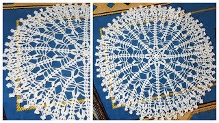 مفرش طاولة دائري بالكروشية ممكن تكبيره سهل و أنيق الجزء١ crochet doily circle easy