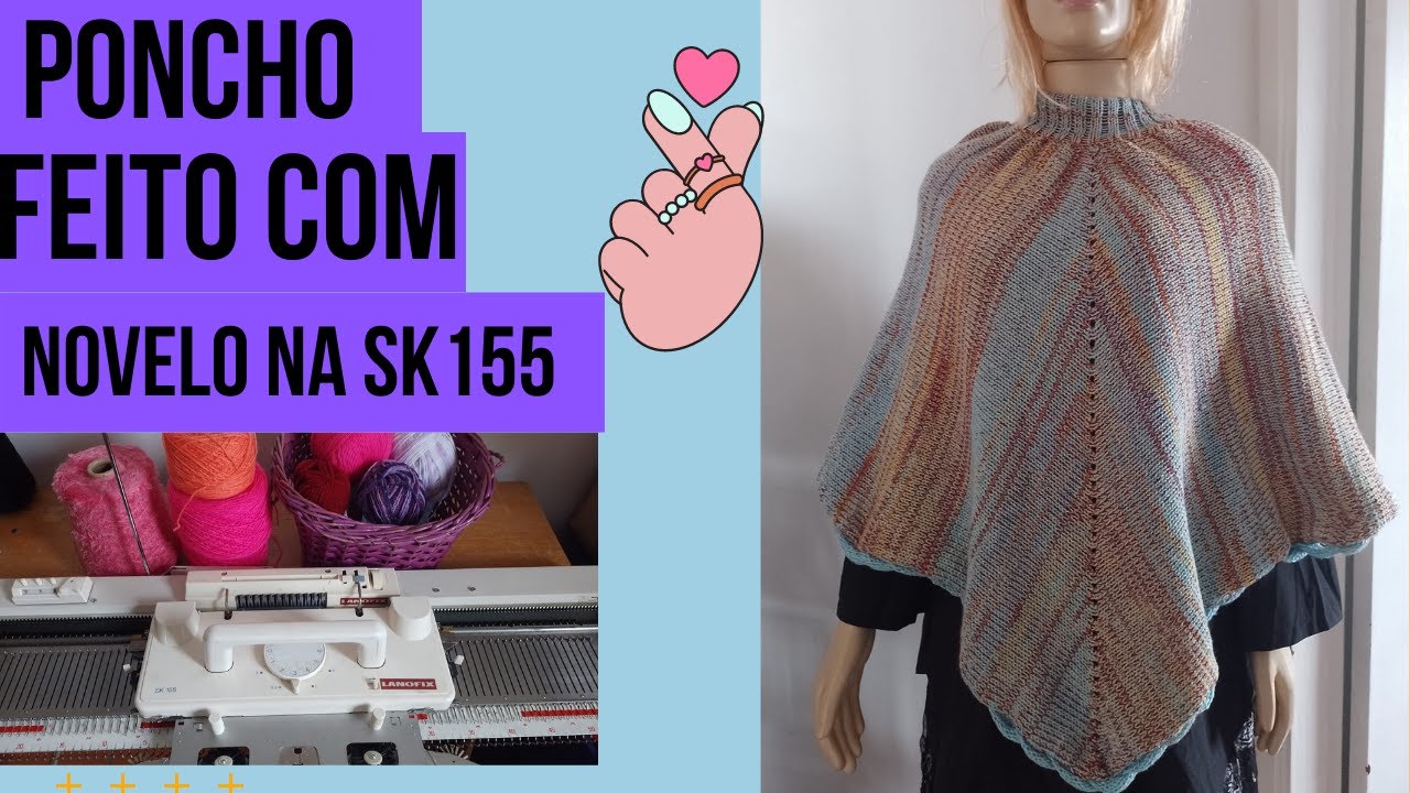 Poncho em uma peça na máquina de tricô.#ponchofacil  #tricoamaquina