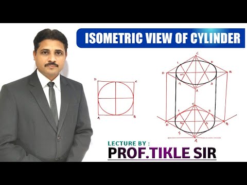 HOW TO DRAW ISOMETRIC VIEW OF CYLINDER RESTING ON IT'S BASE (UNIT : ISOMETRIC PROJECTION)