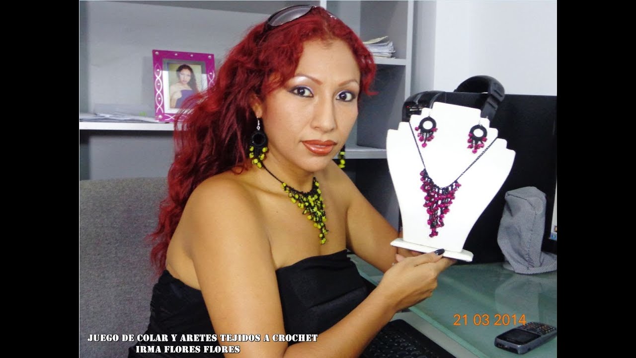 COLLAR Y ARETES TEJIDOS A CROCHET