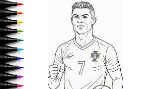 How to Draw Color Cristiano Ronaldo FIFA World Cup 2026 Easy Drawing and Coloring