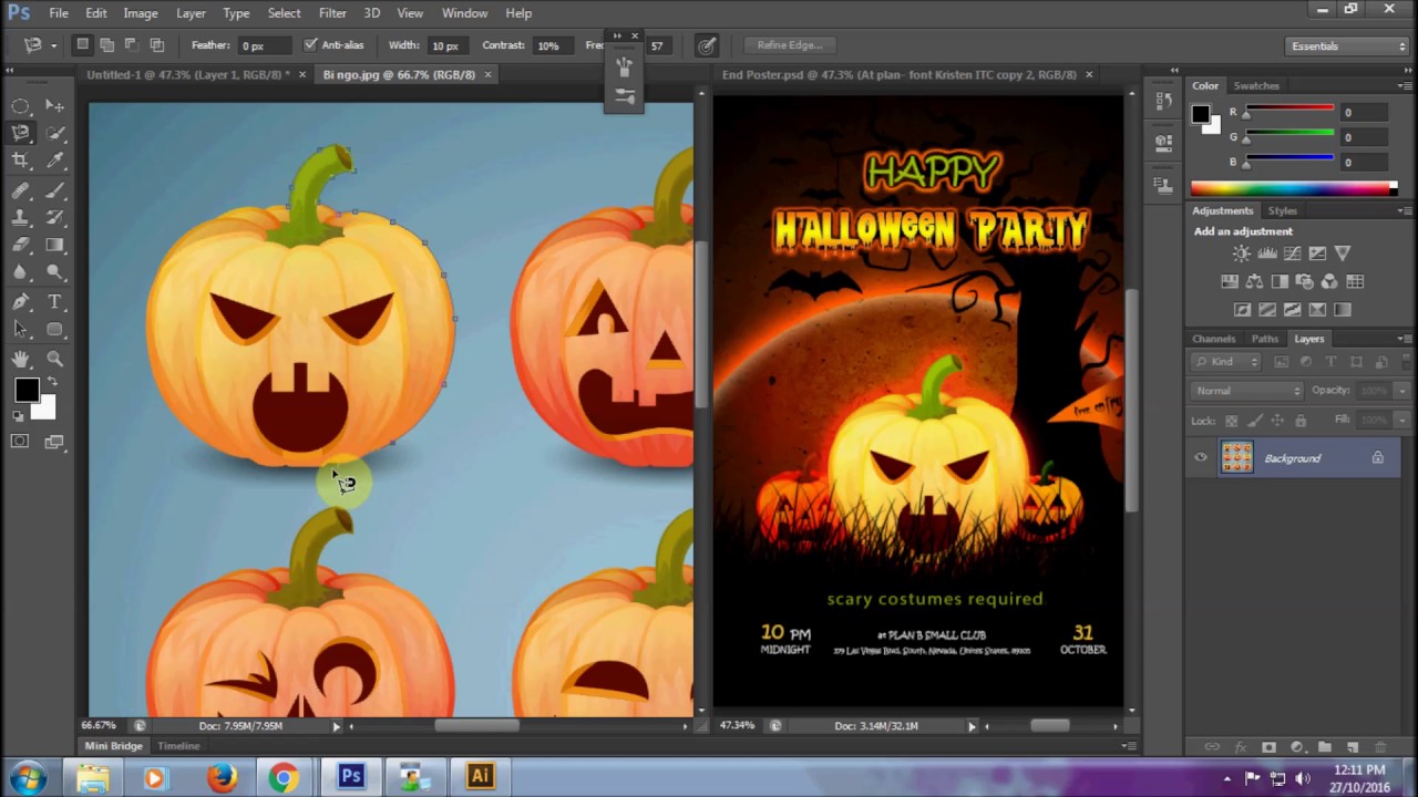 [Học Photoshop] THIẾT KẾ POSTER HALLOWEEN - YouTube