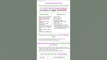NTA Common University Entrance Test CUET PG 2025 Apply Online Form #govtjobs #job #shorts #ssc