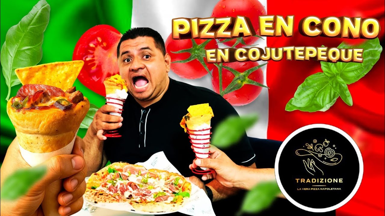 Probando la pizza 🍕  en cono 🇸🇻 en Cojutepeque