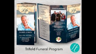 Trifold Sky Funeral Program Template