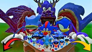 CARTOON GOLDEN ALL SHIN SONIC TAPES EXE AND SEA EATER SONIC FAMILY SPARTAN KICKING in Garry's Mod