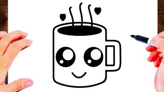 como dibujar | como dibujar una taza de cafe kawaii | dibujos para dibujar