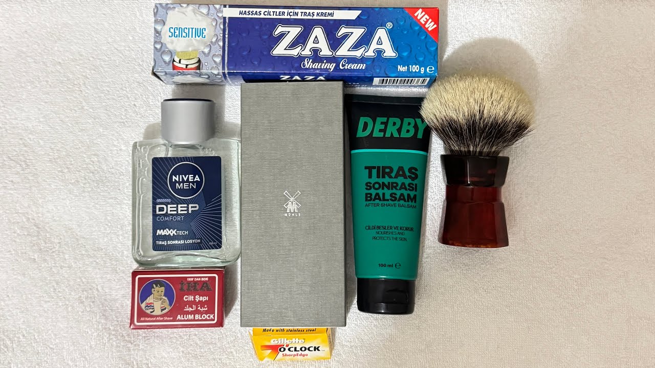 Mühle R41 tıraş aleti, Zaza tıraş kremi, yaqi moka tıraş fırçası
