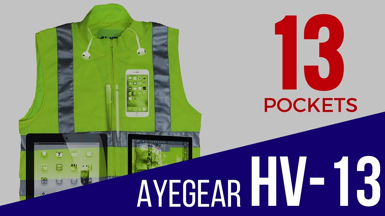 AyeGear HV-13: Hi Visibility Vest with 13 Pockets