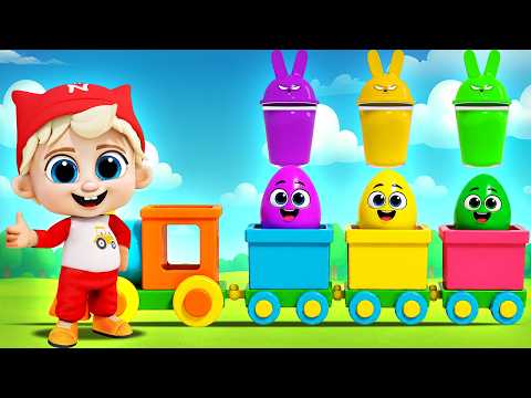 Popping Balloons and Guessing Colors with the Little Train! | Oh, Nikita!