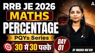 RRB JE 2026 Maths | RRB JE Percentage PYQs #1 | RRB JE Maths Classes | By Madhu Ma'am