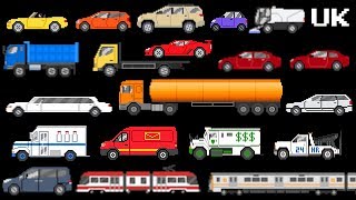 Vehicles: Uk Version 2 - Street & Railway Vehicles - The Kids' Picture Show (Educational Video)