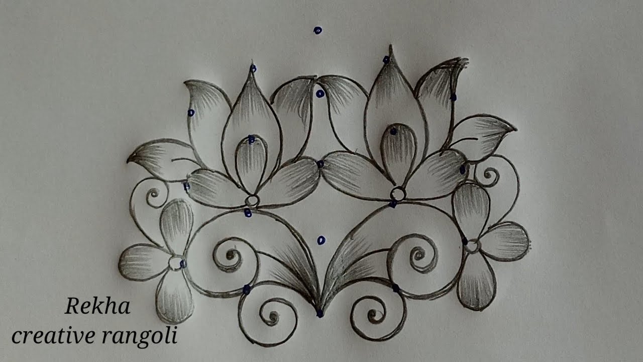 beautiful flower rangoli | latest kolangal | creative pulli kolangal @rekhacreativerangoli