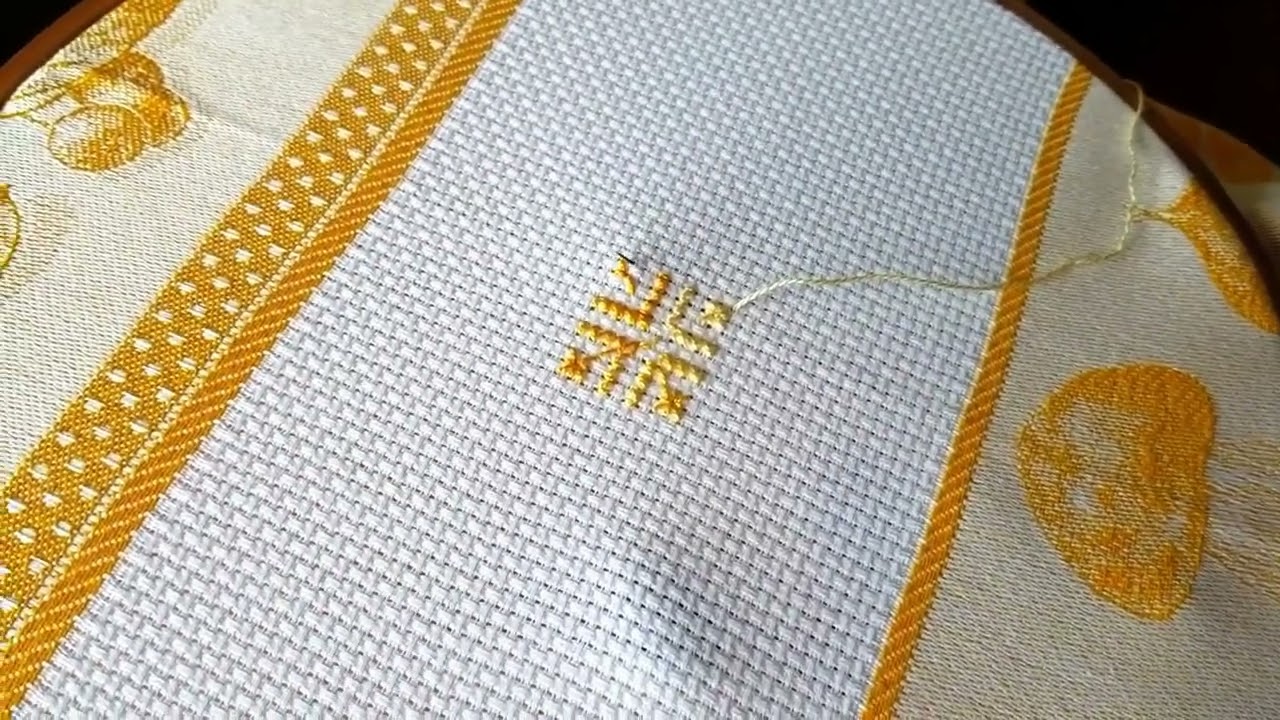 moroccan counted thread embroidery|طرز الحساب المغربي| orange and yellow اصفر و برتقالي #embroidery