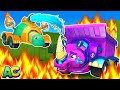 Barbecue starts a FIRE! TURTLE FIREFIGHTER will put it out! | Emergency Vehicles for Kids