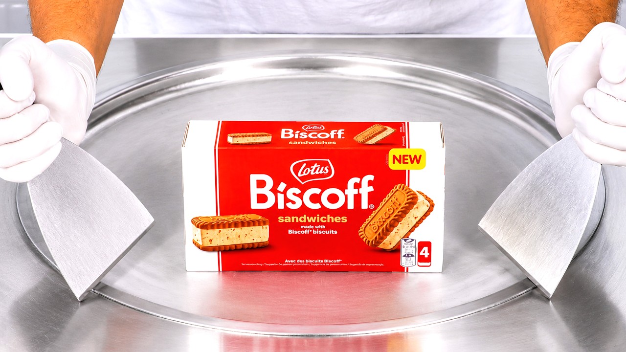 ASMR | Ice Cream Rolls with Lotus Biscoff Sandwiches