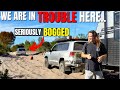 Towing 3.3t caravan CRAZY SOFT SAND &amp; Big recovery! 4x4 offroad beach driving Kinkuna Beach