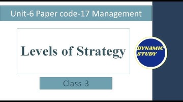 Levels of Strategy | Unit-6 Class-3  (Strategy) | Management Paper code-17 |