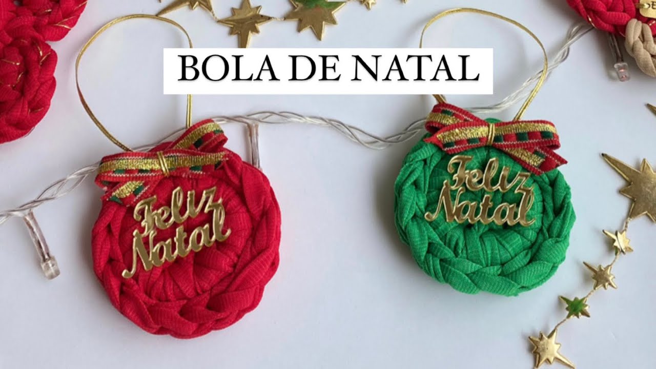 Enfeite de natal de crochê. Bola natalina em fio de malha