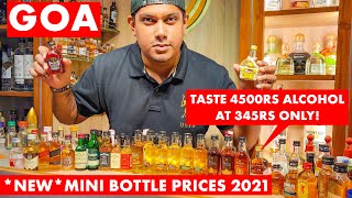 GOA | Mini Bottle Liquor Rates Goa - 2021 | From 25RS Whiskey, Vodka, Rum, Taquila, Brandy