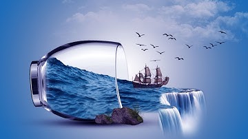 Sea in Glass Photo Manipulation | Photoshop Tutorials |Blue Bird