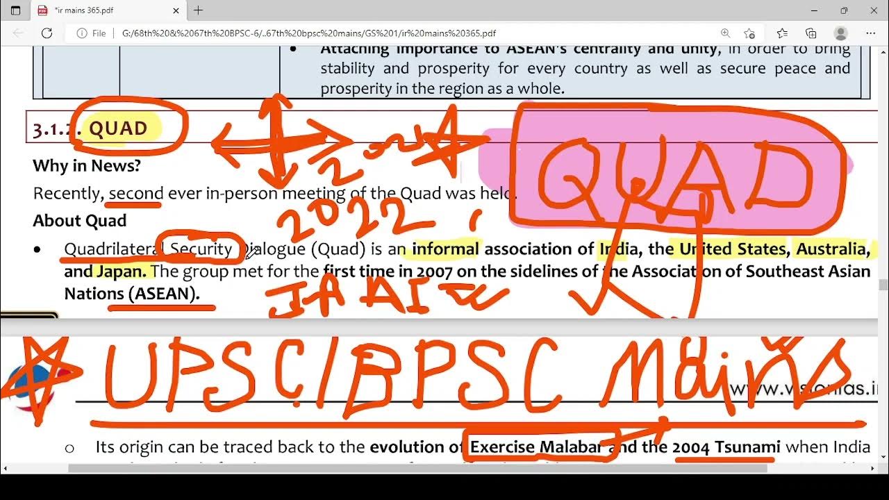 UPSC 2023/67th BPSC MainsQUAD QUAD Summit 2022 at Tokyo QUAD Vs