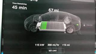 1st V3 Supercharge with 90kWh replacement battery in our 2012 Signature Edition P85 Tesla Model S