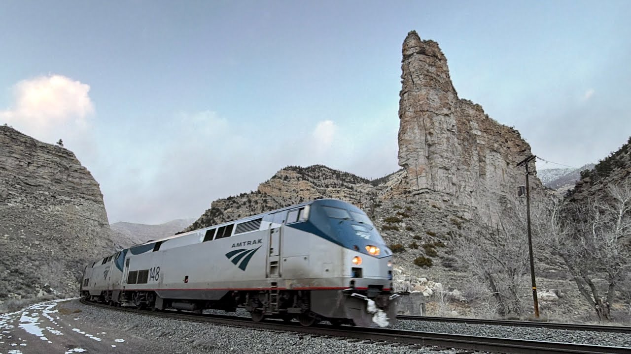Chasing Amtrak California Zephyr over Utah’s Soldier Summit in winter daylight 11 hours late 2/20/26