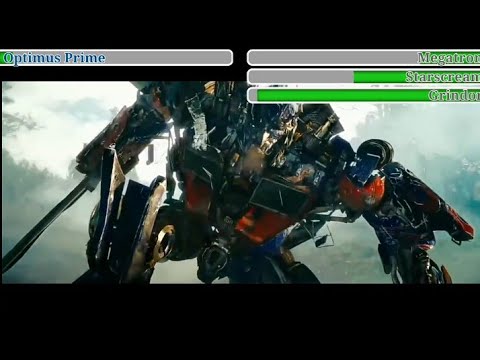 Optimus Prime vs Megatron, Starscream & Grindor with Healthbars / Forest Fight