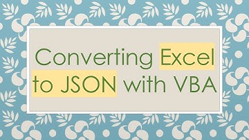 Converting Excel to JSON with VBA