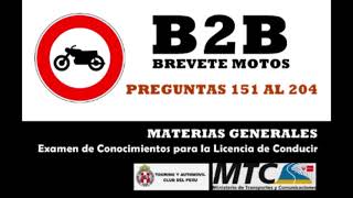 Preguntas B2B MOTOS (4/4) Examen de Conocimientos Licencia Conducir BIIB TOURING MTC PERU (Audio)