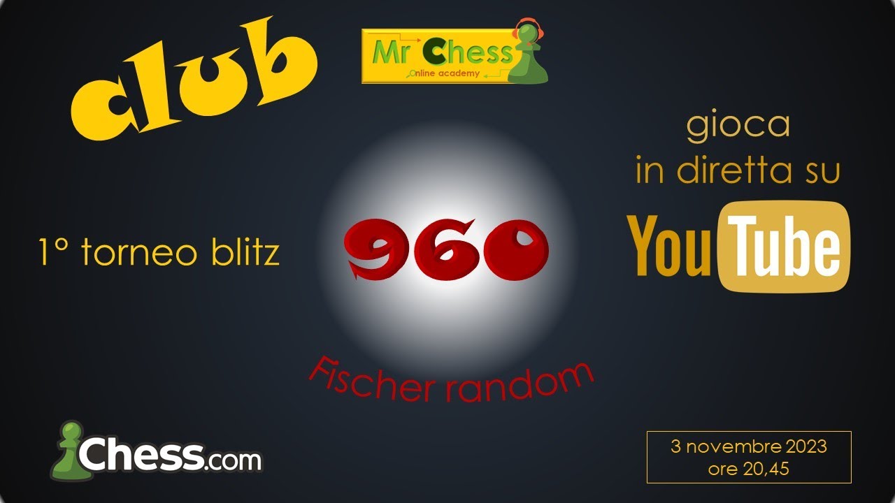 BLITZ AO VIVO no chess.com Torneio 3+0 Fischer Random Chess960 22h