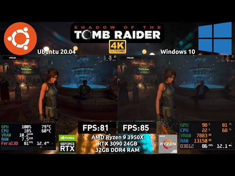 Ubuntu 20.04 VS Windows 10 SOTTR RTX 3090 benchmark