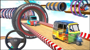 TUKTUK RICKSHAW STUNT 3D -  RICKSHAW stunt car game 2024 - Android Gameplay